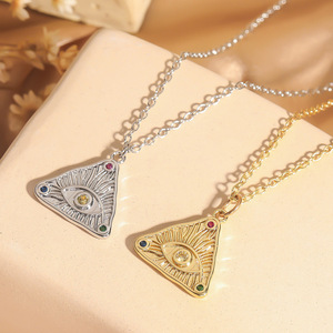 Collana con Ciondolo in Ottone Traforato Fatto a Mano, Elegante e Delicato, con Motivi Luna, Stella, Montagna e <span class=keywords><strong>Mare</strong></span>, per Donna, Uso Quotidiano, Regalo - Product Image 5