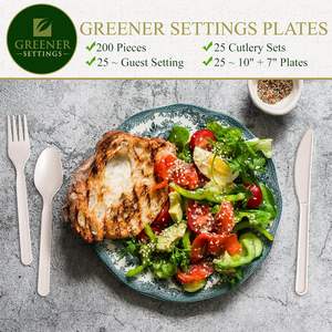 مجموعة أدوات المائدة القابلة للتحلل للاستعمال مرة واحدة Cutlery Cutlery مجموعة سكاكين كبيرة ملاعق شوك 7 \ "بلاستيك بديل متين مقاوم للحرارة - Product Image 4