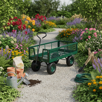 Chariot de jardinage portatif à 4 roues avec benne basculante, structure en maille fermée, en polyéthylène, chariot de jardin OEM