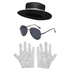 5 uds Michael Jackson Cosplay disfraz sombrero guante gafas niño trajes escenario cantante actuación ropa Halloween Cosplay Props - Product Image 3