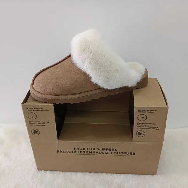 Custom logo ladies slippers winter men indoor outdoor home warm fluffy unisex flat shearling sheepskin Fashion fur slide slipper