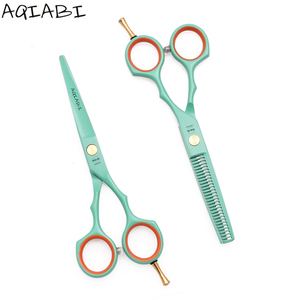 Tijeras de Peluquería AQIABI de 5.5'' en Acero Inoxidable Verde, Dureza 62HRC, para Diestros, Tijeras de Entresacar para Barbería - Product Image 4