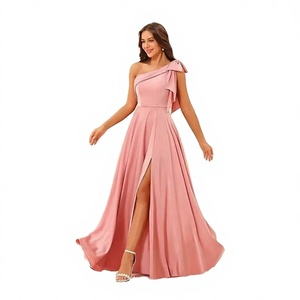 Nouvelle Robe de Demoiselle d'Honneur Moderne Antistatique à Col Cœur Asymétrique, Longue, en Satin avec Nœud, Coupe Évasée, Élégante pour Soirée et Bal de Promo - Product Image 3