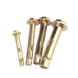 Zware stalen gele verzinkte hulsankerbout M6-M24 wandbevestiging vlakke kop gladde afwerking voor de bouw - Product Image 1