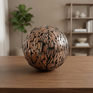 Décoration de table en bois de palmier artisanal, centre de table rond en bois naturel pour salon, chambre, style bohème, toutes saisons - Product Image 2