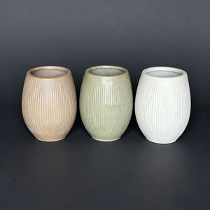 स्टाइलिश आधुनिक mगो मिट्टी के फूल बर्तन बर्तन हाथ से नक्काशीदार फिनिश घर इनडोर पौधों आउटडोर बालकनी फर्श सजावट 3-4 एल - Product Image 3