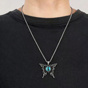 Yunnique Collar gótico con forma de ojo de mariposa, aleación de zinc, colgante unisex, regalo, joyería - Product Image 4