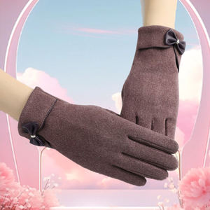Winter <b>Warm</b> <b>Gloves</b> Solid Color Bow Wrist Touch Screen Anti-slip Breathable Women Travel Cycling Low MOQ Fast Dispatch Durable - Product Image 4