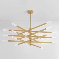 Lustre à Led Moderne Américain de Luxe Vintage en Laiton Finition pour Restaurant Salon Villa