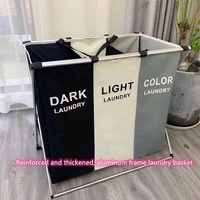Panier à linge pliable en aluminium pour la maison, moderne, 3 compartiments, bacs de rangement portables pour vêtements