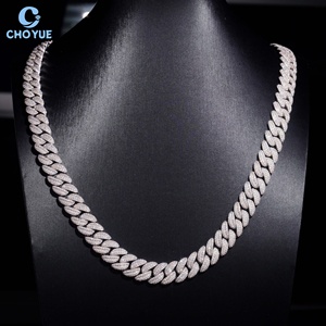 Collar de Cadena Cubana con Moissanita VVS en Forma de Media Luna de 12 mm, Chapado en Oro Blanco, Joyería Hip Hop para Hombre, Certificado GRA - Product Image 5