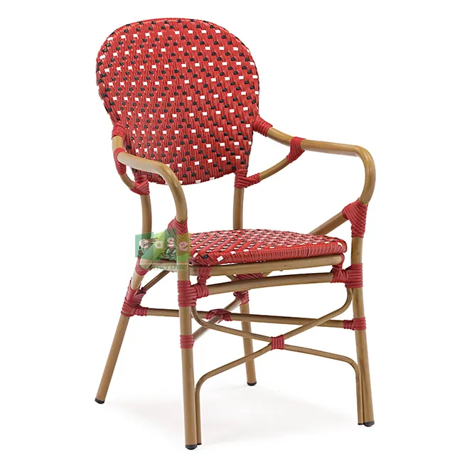 Chaise de bistrot française en rotin, fauteuil d'extérieur, pour restaurant et café, (E3011A)