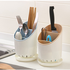 <b>Plastic</b> Chopstick Holder Cylindrical Multi Functional Kitchen Storage <b>Rack</b> Standing Type Round Design - Product Image 1