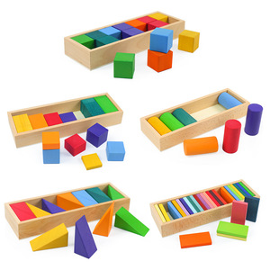 Wooden Rainbow <b>Building</b> <b>Blocks</b> For Children Shape Recognition Stacking Toys Age 3 5 Years Colorful Educational Playset - Product Image 1