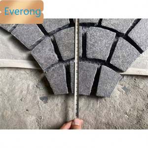 شكل مروحة متشابكة G684 من حجر البازلت الأسود مرصع بالحصى على شبكة لأرضيات مسار الحديقة - Product Image 2