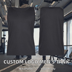 เสื้อกล้ามออกกำลังกายผู้ชาย ผ้าริบ 100% โพลีเอสเตอร์ 100% คอตตอน เป็นมิตรกับสิ่งแวดล้อม ระบายอากาศได้ดี สปอร์ต แคชชวล สีขาวล้วน รับสกรีนโลโก้ - Product Image 2