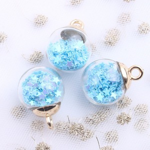 Bolas de cristal transparentes y coloridas con lentejuelas de estrella para la fabricación de pendientes, cuentas sueltas redondas - Product Image 4
