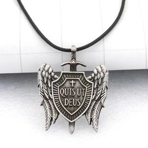 Ciondolo Gotico Cristiano QUIS UT <span class=keywords><strong>DEUS</strong></span>, Distintivo Vintage dell'Arcangelo Michele, Accessori Decorativi per Gioielli, Vendita all'Ingrosso - Product Image 3