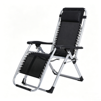 Chaise longue pliante en métal à gravité zéro avec appui-tête rembourré, accoudoirs ergonomiques, chaise de plage pour extérieur, patio, piscine