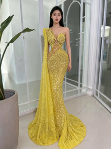 Vestido de Noche de Lujo <span class=keywords><strong>LIAN</strong></span> D89 Elegante y Largo para Fiesta de Cumpleaños con Transparencias y Pedrería - Product Image 3