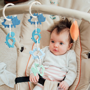 Jouet combiné en forme de dinosaure pour bébés de 0 à 24 mois, jouet éducatif pour la dentition, anneaux en silicone unisexes - Product Image 3