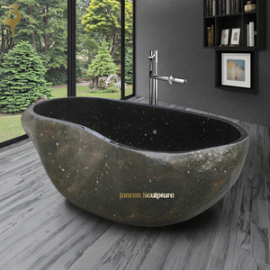 JUNREN Basalt River Stone <strong>Bathtub</strong> for Hotel Bathroom Black Granite <strong>Bathtub</strong> - Product Image 4
