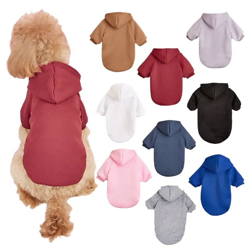 Pet clothes big size Outfits warm solid color two-legged hooded puppy dog cat sweatshirt hoodie