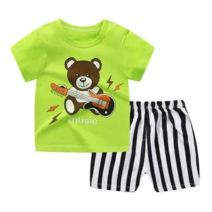 Großhandel Sommer 100% Baumwolle Kurzarm Baby kleidung setzt Jungen Kinder Kinder T-Shirt Anzug