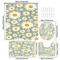 Ensemble de quatre pièces pour salle de bain, série florale moderne, en polyester anti-moisissure, comprenant rideau de douche et tapis de sol, best-seller transfrontalier