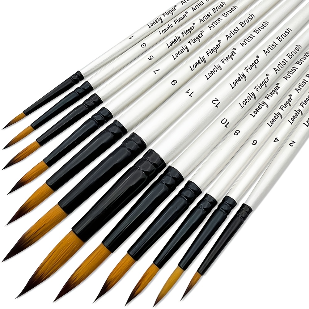 Set di 12 Pennelli Rotondi Bianchi