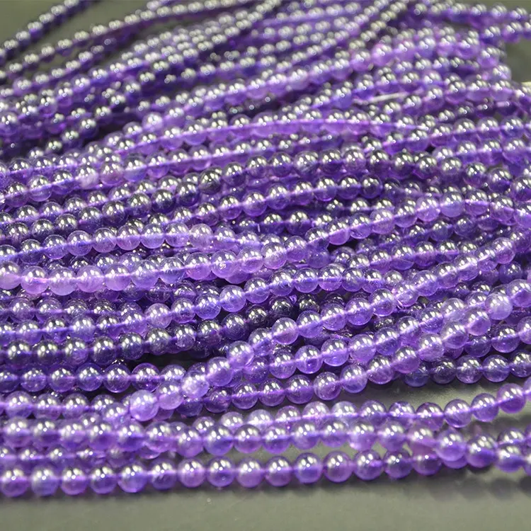 Aita Wholesale AAA Grade Quartz Bulk Amethyst Round Loose Beads For Diy Bracelets Jewelry Making