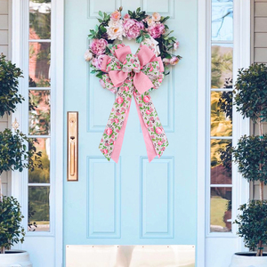 Fiocchi Grandi Rosa in Tela di Juta Naturale per Albero, Matrimonio, Festività, Artigianato, Fiori Estivi e Primaverili, Ghirlande per Porta d'Ingresso - Product Image 4