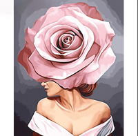 Kit de peinture par numéros personnalisé, rose abstraite, portrait de femme, peinture à l'huile numérique DIY pour adultes débutants, 40x50cm