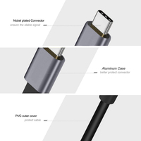 محول عالي الجودة من النوع C إلى HDMI أنثى بغلاف ألومنيوم، محول USB من النوع C إلى HDMI بدقة 4K وتردد 60 هرتز مطلي بالنيكل