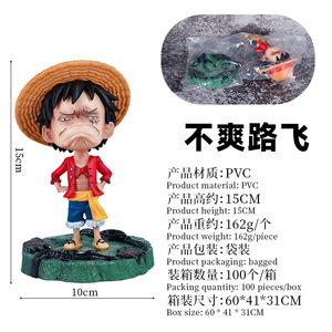 Carino 15cm giapponese uno pezzi figura Anime faccia espressione infanzia Luffy PVC Action <span class=keywords><strong>Figure</strong></span> giocattoli decorazione un pezzo figura - Product Image 6