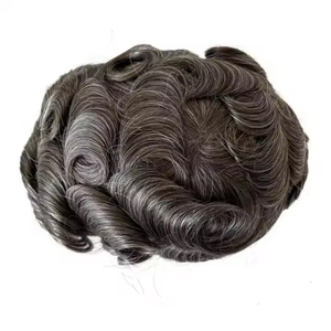 Postizo de Encaje Completo 1b50 para Hombre, Parche Capilar para Calvicie Masculina, Tupé Gris para Hombre, Cabello Humano 50% Gris - Product Image 4