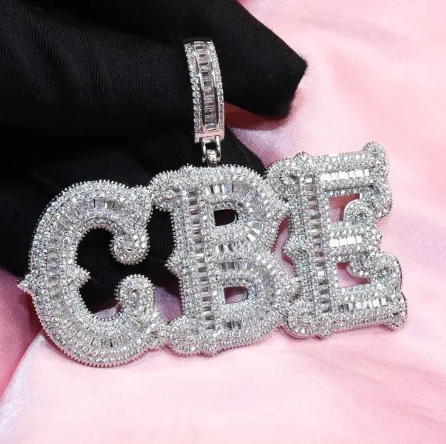 New Arrivals Hip Hop Custom Name Barbed Letters Necklace Pendant Icy letters Custom Jewelry