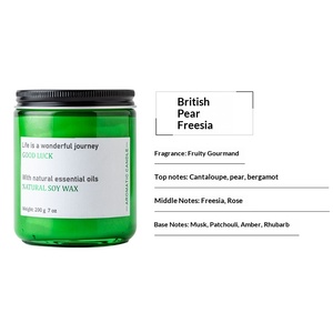 Bougie parfumée en cire de soja personnalisable, pot vert, faite à la main, sans fumée, ornement créatif pour chambre à coucher, bougie parfumée - Product Image 4