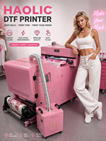 Imprimante DTF Haolic A2 neuve avec shaker à poudre rose, machine d'impression rapide grand format 16,5 pouces pour les boutiques de t-shirts et les entreprises à domicile