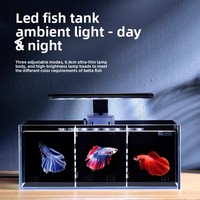 Aquarium pour poissons Betta en verre ultra-transparent avec plusieurs compartiments, filtration arrière, pas de changement d'eau requis, design écologique