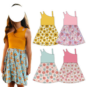 Robe courte d'été sans manches pour enfants, motif personnalisé, épaules dénudées, pour bébés filles, collection Lately Boutique - Product Image 1