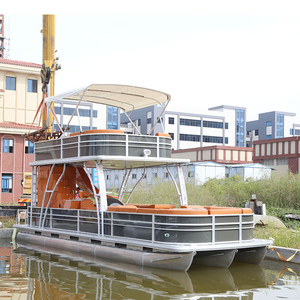 Bateau ponton à double pont en aluminium de 9,2 m avec une capacité de 18 passagers pour les excursions commerciales sur le lac et les services de <span class=keywords><strong>taxi</strong></span> fluvial - Product Image 3