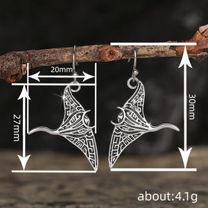 E3946 Orecchini Pendenti a Forma di Ali in Argento Anticato, Argento Sterling 925, Gioielli Vintage da Donna per Uso Quotidiano - Product Image 6