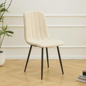 Sillas de Comedor Elegantes: Asiento Acolchado de Terciopelo Marrón Intenso con Patas de Metal Negro para Comedor o Sala de Estar - Product Image 3