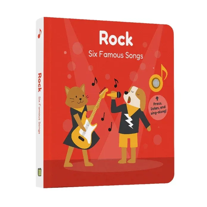 बेबी लर्निंग रॉक म्यूजिक रेड कवर एजुकेशन सेफ्टी मटेरियल स्पर्श कहानी की किताबें अहसास और स्पर्श बटन के साथ