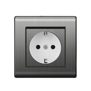 UK Standard 16 amp stainless steels Panel Homes Outlet Electric Cover Electrical Plate Germany Outlet Wall Sockets