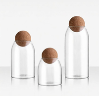 Pot en verre borosilicate soufflé à la main avec bouchon en liège, capacité 1-3L, pour le stockage des grains de café et la fraîcheur en cuisine