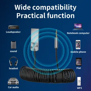 Récepteur audio <span class=keywords><strong>Bluetooth</strong></span> 5.4 sans fil, dongle <span class=keywords><strong>USB</strong></span> vers prise jack 3,5 mm, kit mains libres pour voiture, récepteur audio pour voiture BT avec micro - Product Image 4