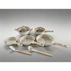 Juego de Cocina Moderno de 10 Piezas de <span class=keywords><strong>Granito</strong></span> Blanco Antiadherente, Compatible con Inducción, con Tapas de Vidrio, <span class=keywords><strong>Ollas</strong></span> y Sartenes - Product Image 6