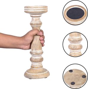 <span class=keywords><strong>Chandelier</strong></span> colonne en bois sculpté à la main-ensemble de 3 pièces style de décoration adapté aux centres de table de campagne - Product Image 3